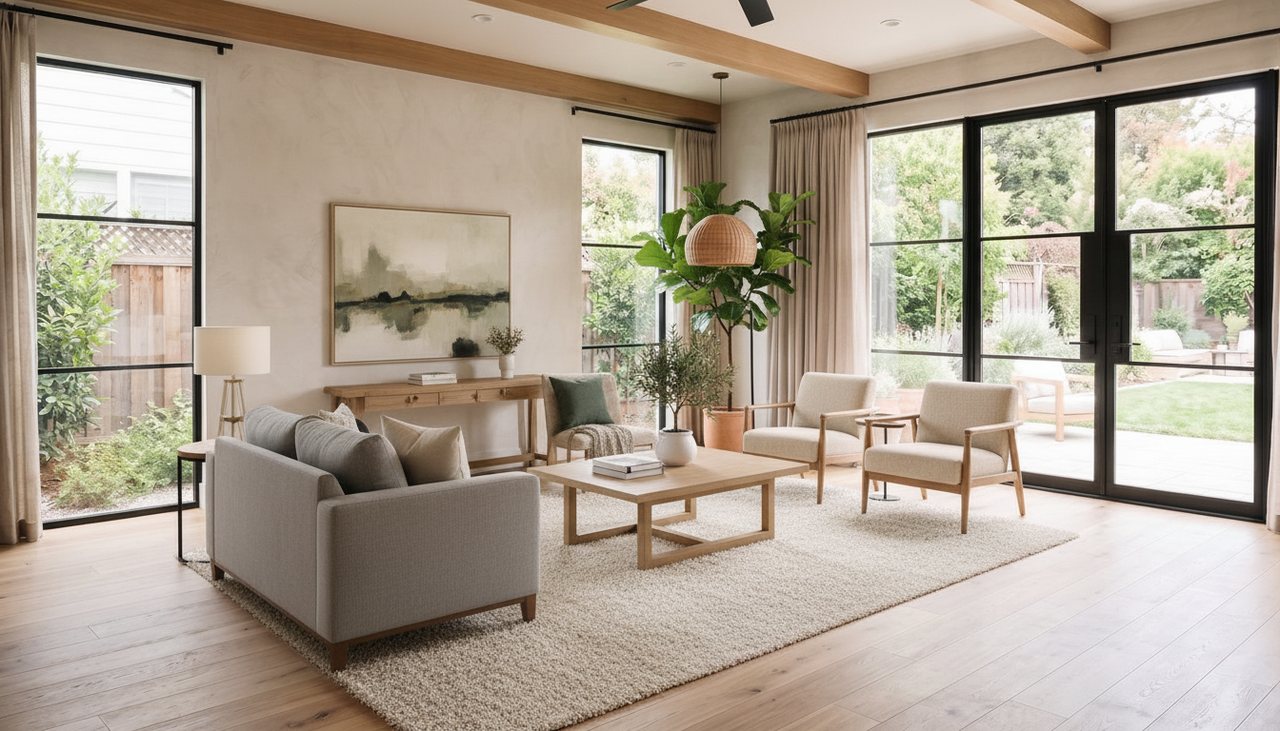 The same room, staged