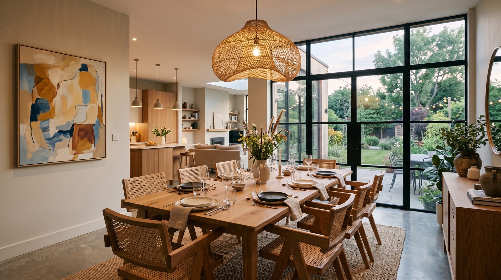 Staged dining area