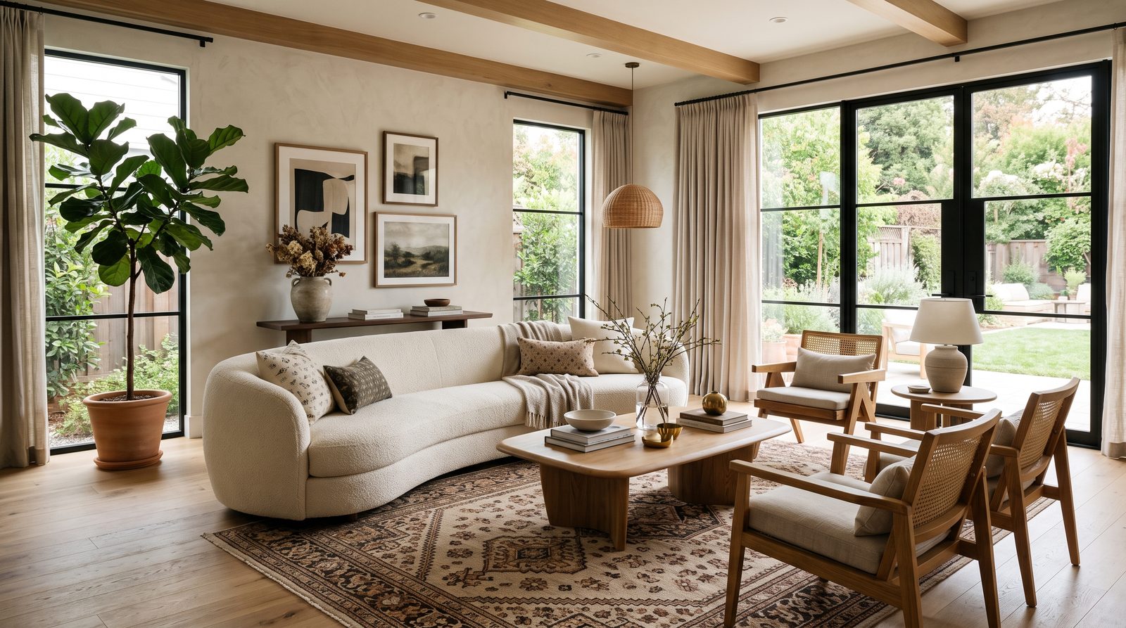 Staged coastal living room